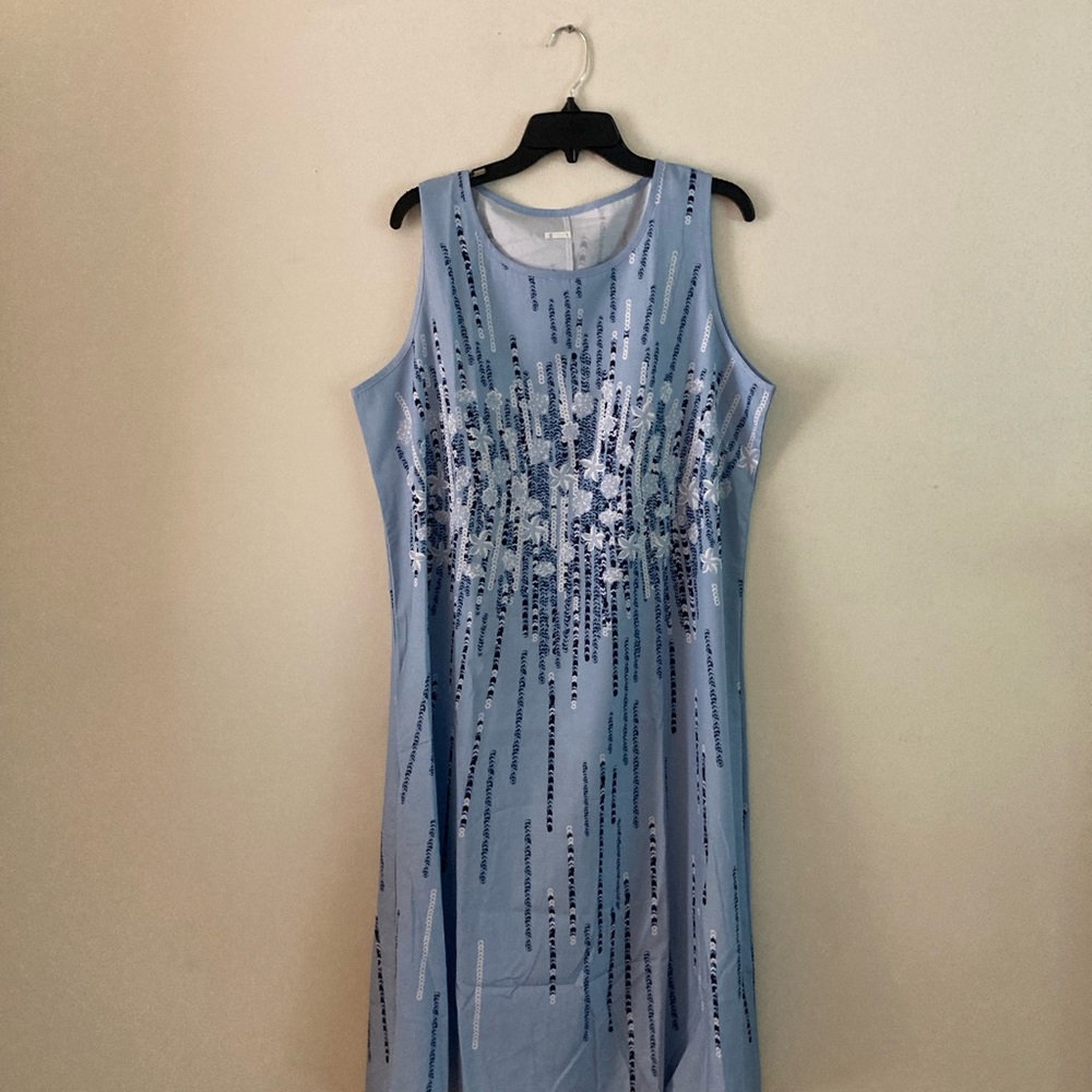 Elegant Blue Sleeveless Dress